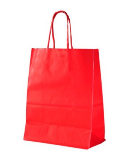 Sacola de Papel Colorida 17.5x8.5x21.5cm  Com 10 Unidades Vermelha