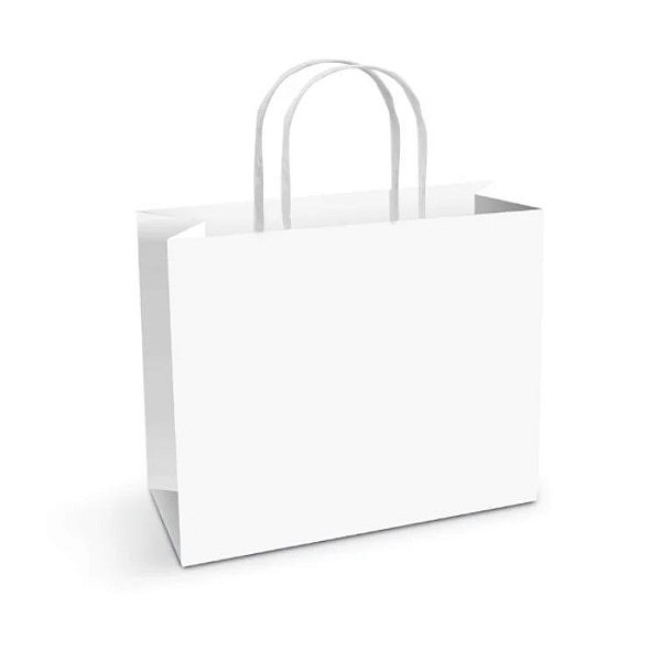 Sacola de Papel Branca Fundo Largo Delivery 6680 (32x20x35cm) Com 10 unidades