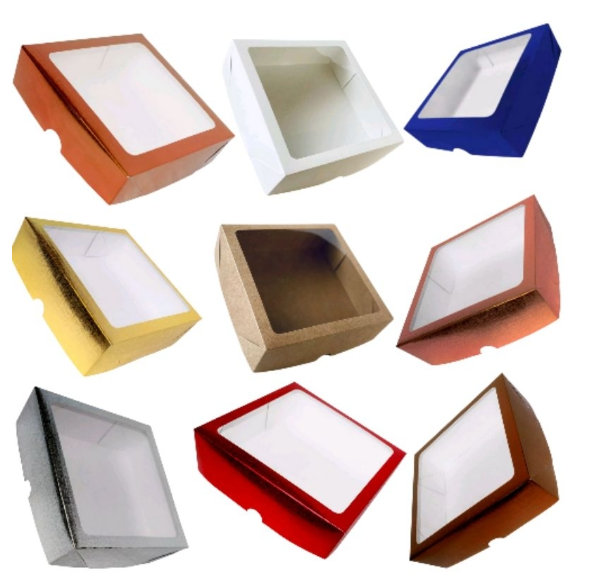 Caixa com Visor S21 Cores 15x15x4cm 10 unidades  ASSK  Kafe Embalagens