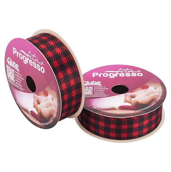 Fita de Cetim Xadrez Festa Junina Cor 142 22mm Progresso