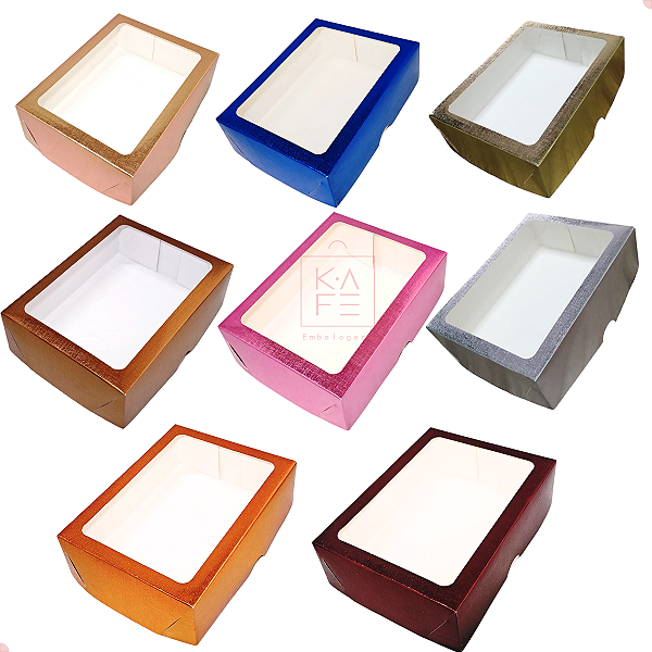 Caixa com Visor S27 Cores 15x20x6cm 10 unidades  ASSK  Kafe Embalagens