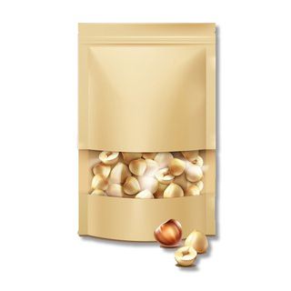 Saco de Papel com Visor Stand Up Pouch Zip 23x35cm Kraft Fosco - 50 unidades - Kafe Embalagens