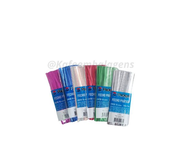 Fecho Pratico Fácil Colorido (4x11cm) Com 100 Uni Kafe Embalagens
