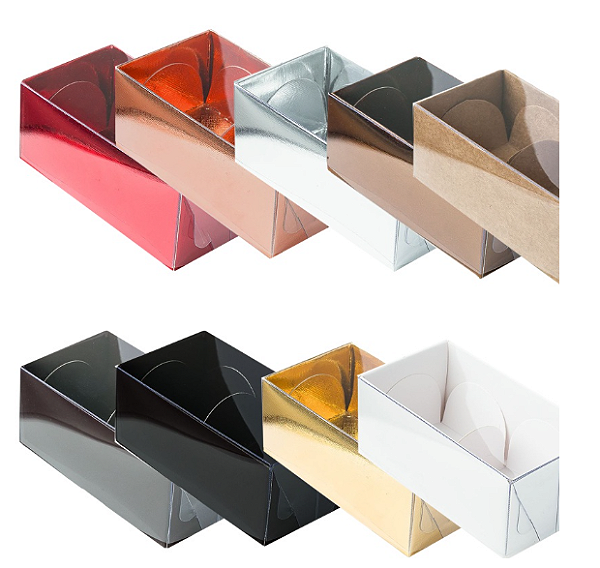 PROMOÇÃO Caixa para 2 Doces PVC 2 (8,5x4,5x3,5cm) - 10 unidades - ASSK - Kafe Embalagens