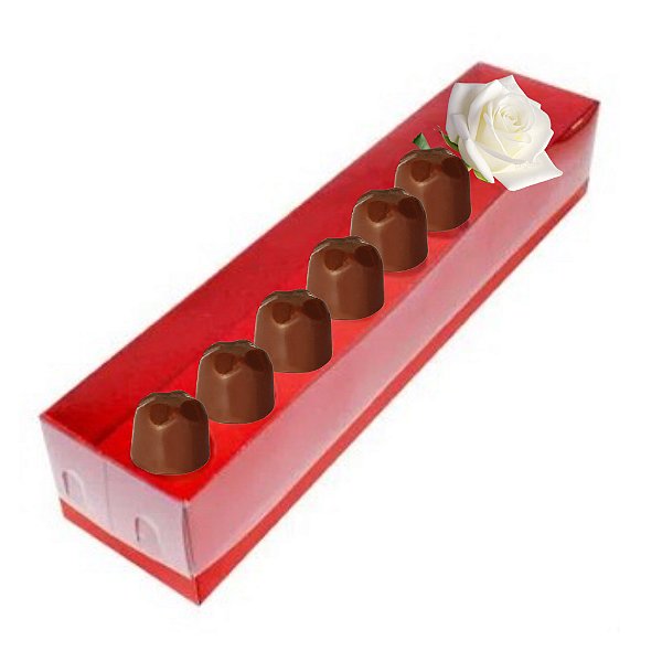 Caixa Botão de Rosa com Bombom / Brigadeiro - 05 unidades - Assk - Kafe Embalagens