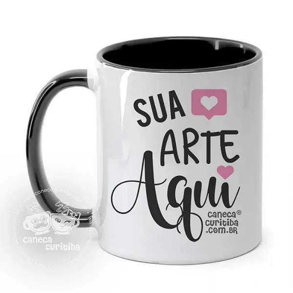 Caneca Alça e interior Colorido Personalizada(o) Nome Foto