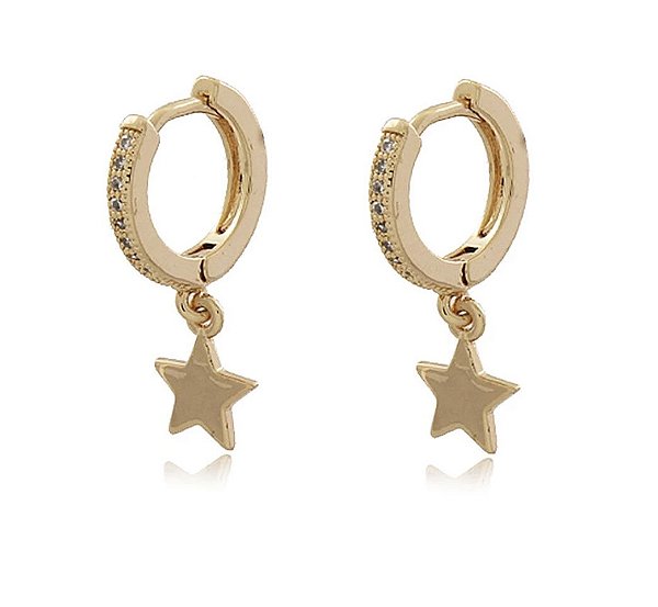 Brinco Argola Cravejado Estrela
