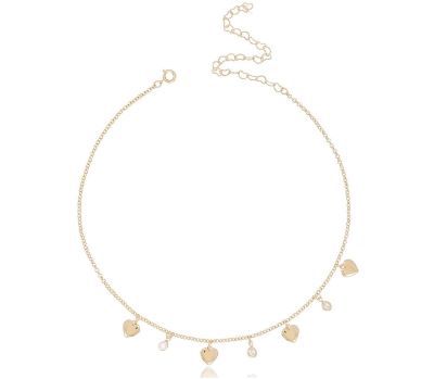 Colar Choker com Corações e Zircônias