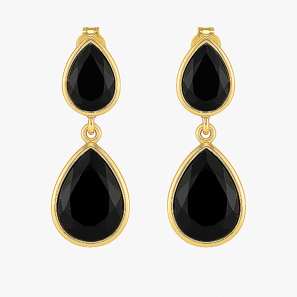 Brinco Gotas Luxo Zircônia Negras