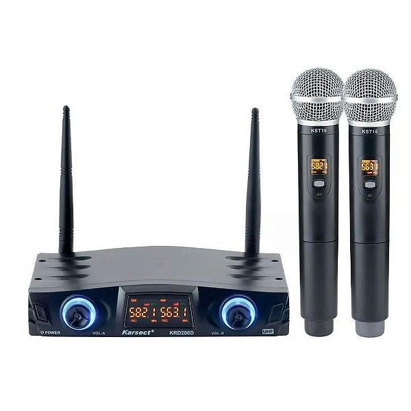 Microfone Sem Fio Mão Duplo Karsect KRD-200DM