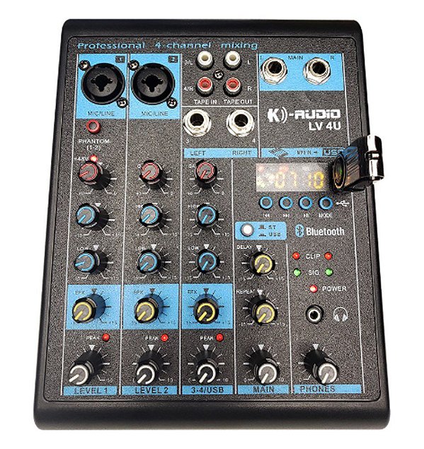 Mesa De Som 04 Canais K-Audio LV 4U