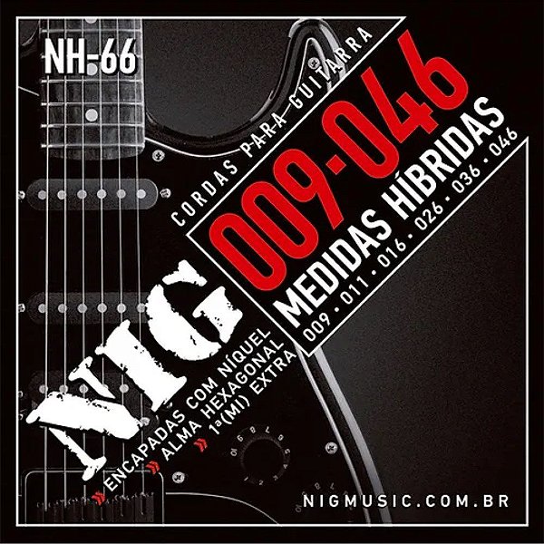 Encordoamento Para Guitarra 09-046 NIG NH66 Hibrida