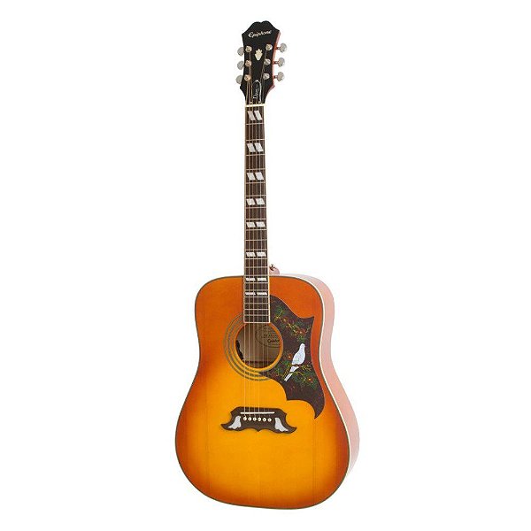 Violão Aço Folk Epiphone Dove Studio Solid Top Violin Burst