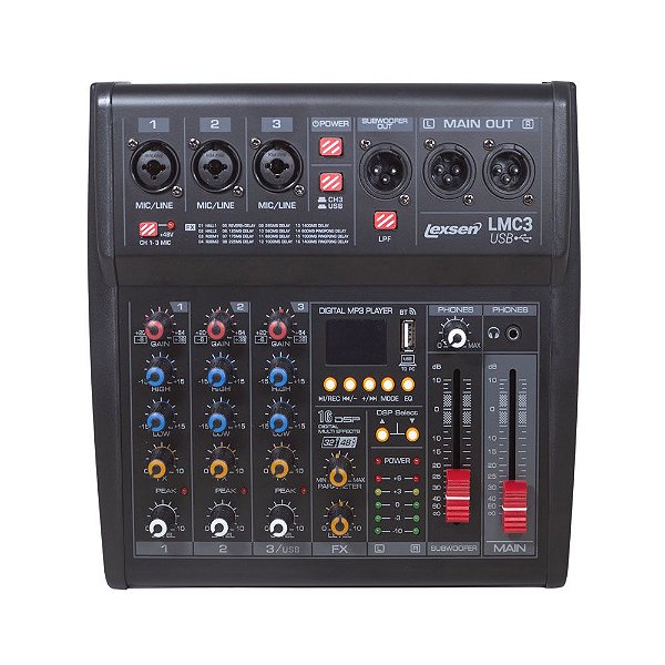 Mesa de Som 3 Canais, Interface/bluetooth LMC3 USB - Lexsen
