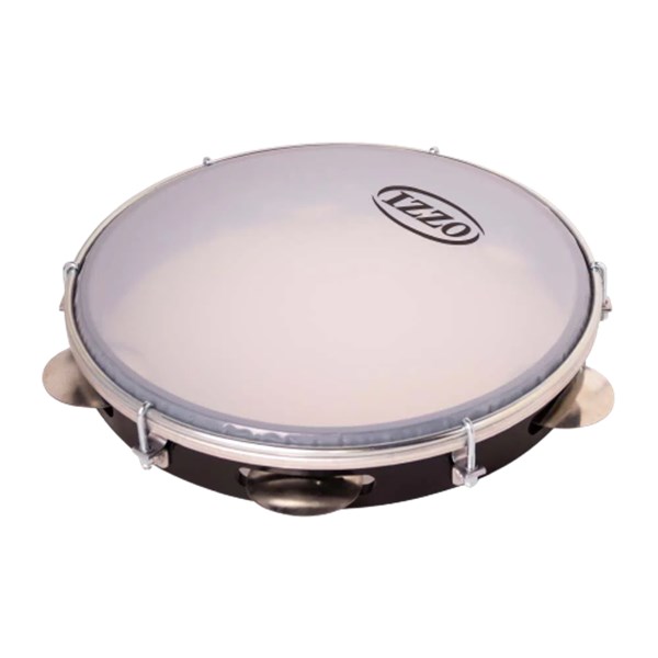 Pandeiro 10" Izzo 3430P ABS Preto Com Pratinela Flandres E Pele Leitosa