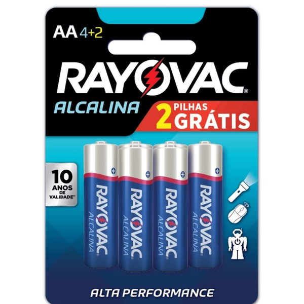 Pilha Pequena AA 4+2 Rayovac Alcalina 6 Unidades