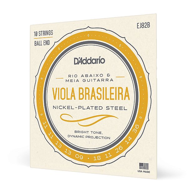 Encordoamento Viola Brasileira D Addario Nickel-Plated EJ82B