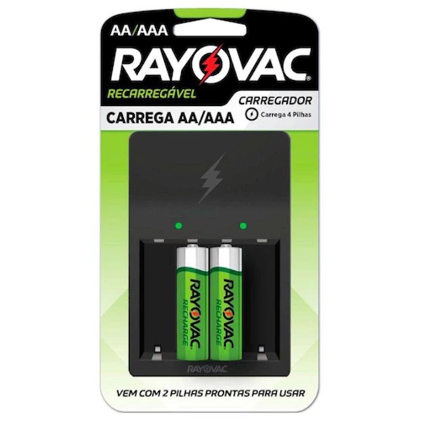 Saiu de Linha - Carregador Rayovac Pilhas AA/AAA PS132-2
