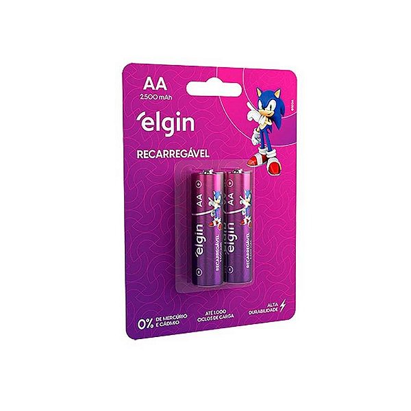 Pilha Recarregável Aa Elgin 2700mah Cartela Com 02 Unidades