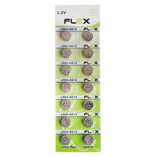 Bateria Botao Lr44 ( Cartela C/ 14 Unid.) Flex Fx-lr44