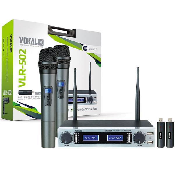 Microfone Sem Fio Bastão Duplo Vokal VLR502
