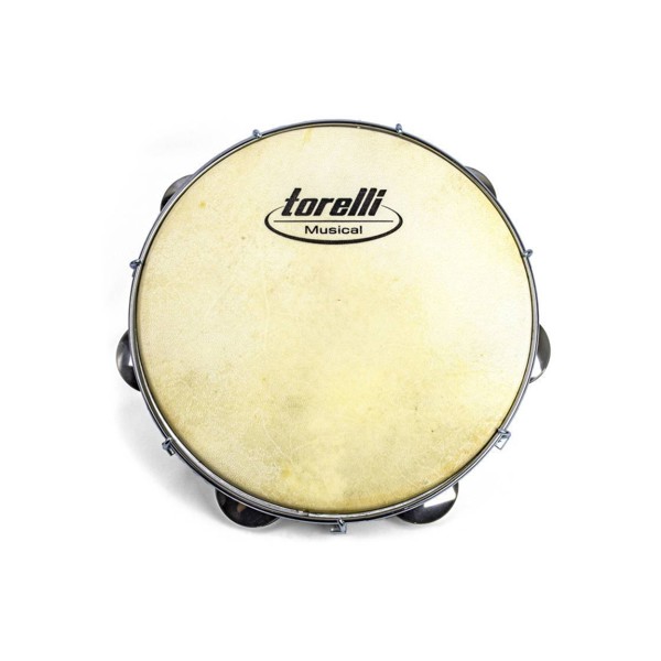 Pandeiro 10" Torelli TP-300BC Injetado Branco Pele Couro Animal