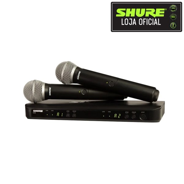 Microfone Sem Fio Bastão Duplo Shure BLX288BR/PG58-M15