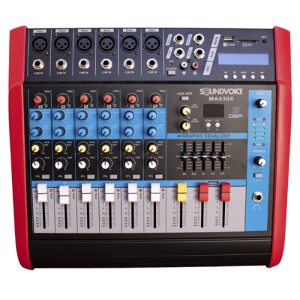 Mesa De Som Amplificada 6 Canais Soundvoice MA630X