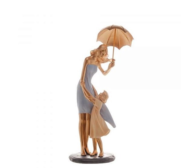 FIGURA DECORATIVA RESINA MÃE E FILHA 11x9x31cm