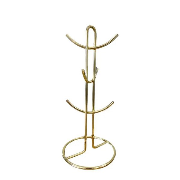 SUPORTE PORTA XICARAS METAL DOURADO