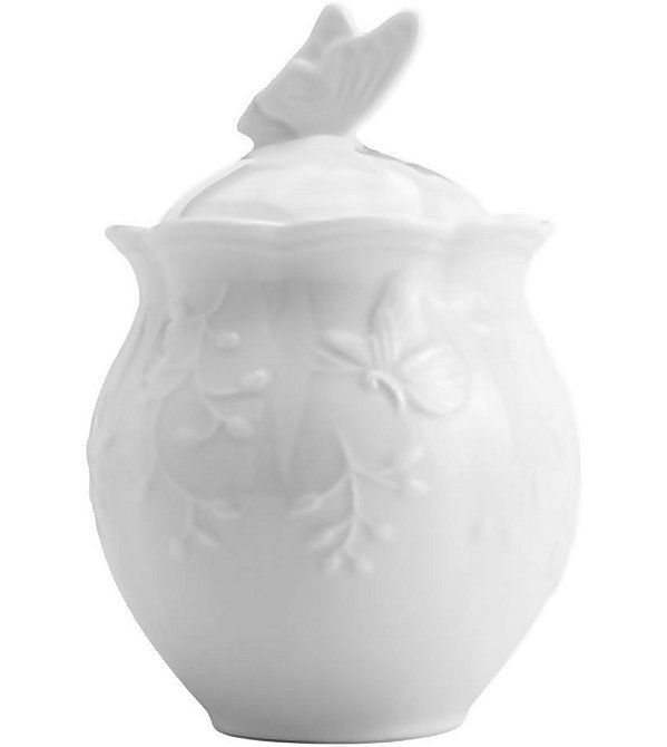 AÇUCAREIRO DE PORCELANA NEW BONE BUTTERFLY FLOWER 9,5x9,5x13,5cm