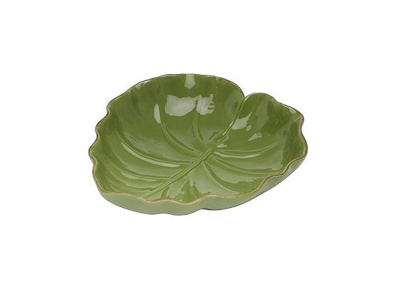 PRATO DECORATIVO DE CERAMICA BANANA LEAF VERDE LISO 16x15,5x4,5cm