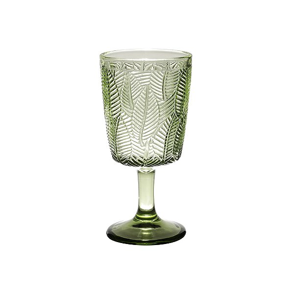 CONJUNTO 6 TACAS APRA ÁGUA /SUCO EM VIDRO LEAVES VERDE 320ml BON GOURMET