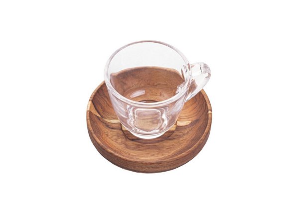 CONJUNTO 6 XICARAS DE CAFE C/PIRES MADEIRA TECA 75ml