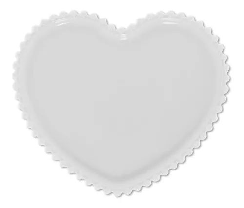 PRATO PORCELANA CORACAO BEADS BRANCO 17x15x2cm