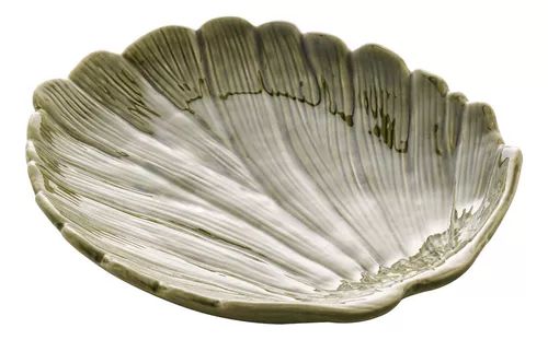 PRATO DECORATIVO DE CERAMICA BANANA LEAF VERDE 23x20x4cm