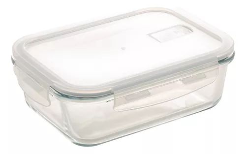 POTE HERMETICO DE VIDRO TRANSPARENTE COM TAMPA PLASTICA 640ml LYOR