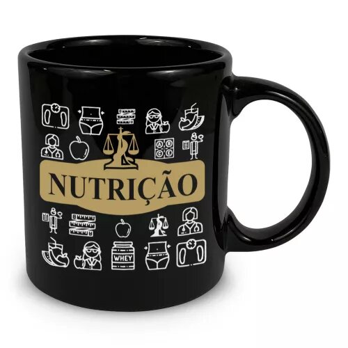CANECA PROFISSÃO EM CERAMICA PRETA RETA 330 ML REGINA
