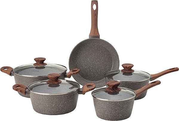 CONJUNTO DE 5 PANELAS REV. CERAMICO FUNDO INDUÇÃO GRAFITO
