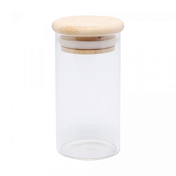 POTE DE VIDRO C/TAMPA DE BAMBU 120ML