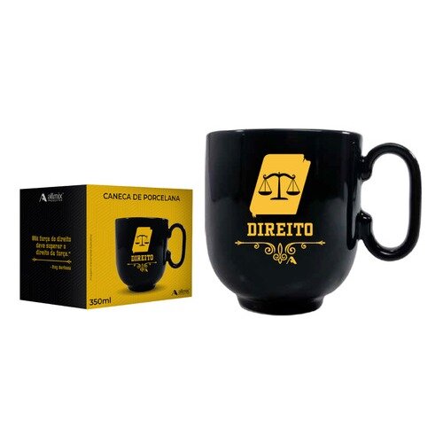 CANECA DE PORCELANA PRETA PROFISSÕES DIREITO LUVA COM 1