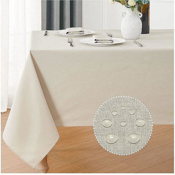 Toalha de Mesa  Retangular 6 Lugares Versatile Elinor 160cm x 220cm Natural