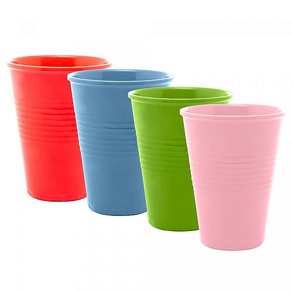 CONJUNTO 4 COPOS DE MELAMINA COLORIDO 430ML