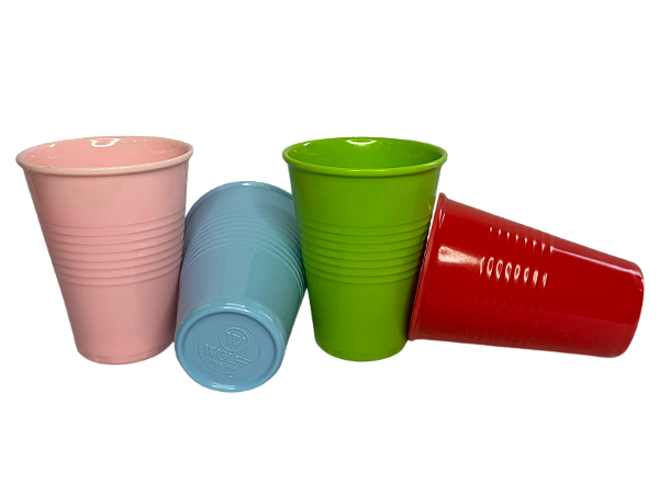 KIT 4 COPOS DE MELAMINA COLORIDO 430ML EMPILHÁVEL WOLFF