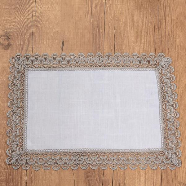 CONJUNTO  LUGAR AMERICANO RENDA INGLESA INDONÉSIA PRATA 35X50CM 2 PEÇAS