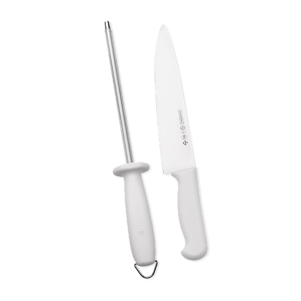CONJUNTO FACA E CHAIRA BRANCO MASTER LINE MUNDIAL