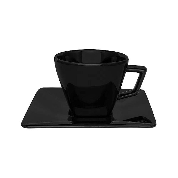 CONJUNTO DE 6 XÍCARAS GRANDES 200 ML COM PIRES QUARTIER BLACK - OXFORD
