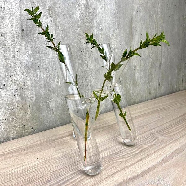 VASO DE VIDRO BOROSSILICATO TRIO DE TUBOS ENSAIO 21CM - LILIAN GIFT DESIGN