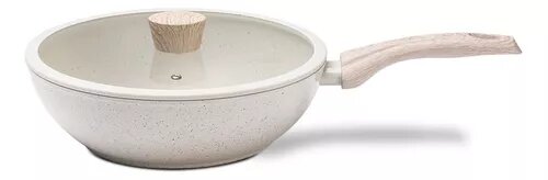 Frigideira Wok C/tampa Sirius 28cm 3,4lts Inducao Brinox Cor Vanilla