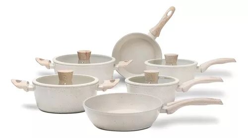 Jogo De Panelas Brinox Ceramic Life Sirius 6 Peças Vanilla